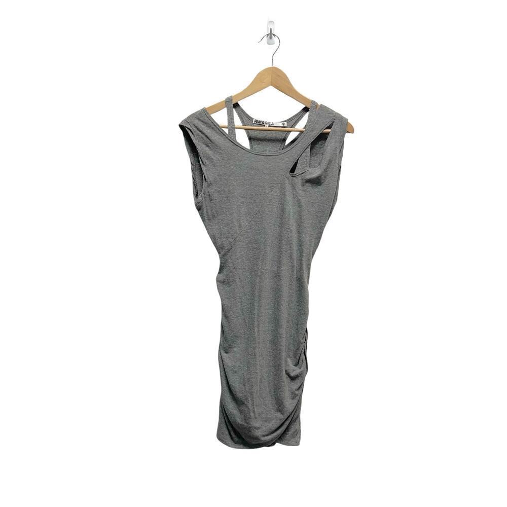 Revolve Pam & Gela Twisted Slit‎ Cutout Dress in Gray Size Small